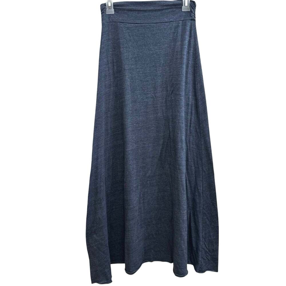 Alternative Apparel Heather Blue Double Dare Maxi Skirt Comfy Raw Hem S
